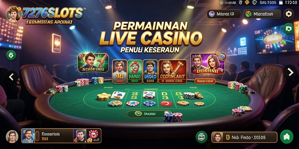 Gameplay mendebarkan dengan dealer langsung di 7276SLOTS.
