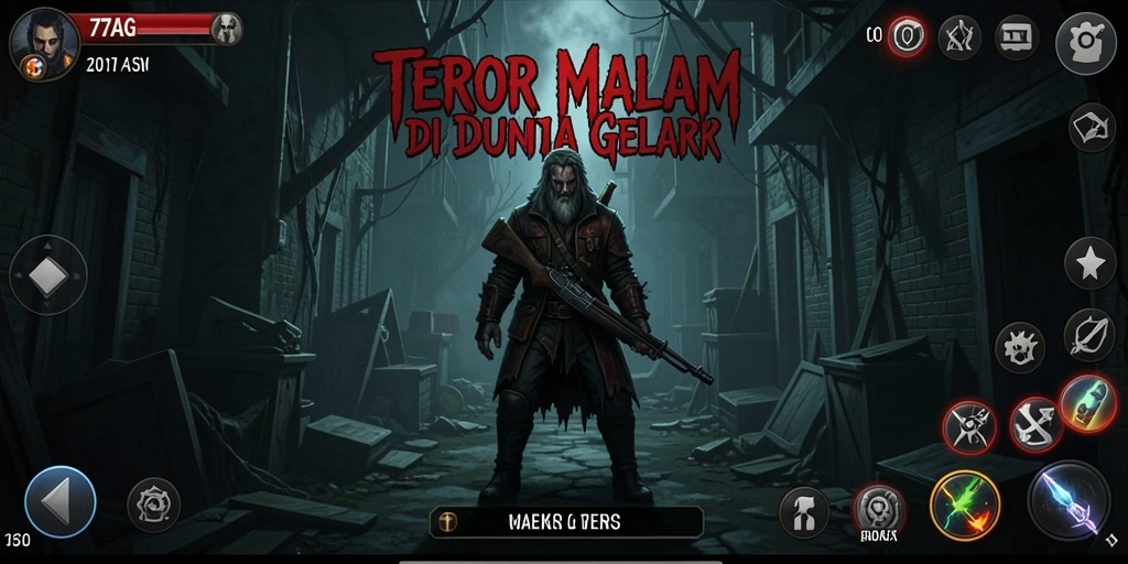 Screenshot gameplay 77AG dengan suasana gelap dan menakutkan.