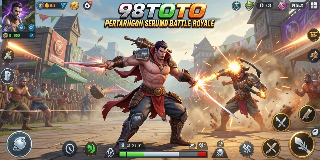Tampilan gameplay seru 98TOTO dalam pertarungan Battle Royale.