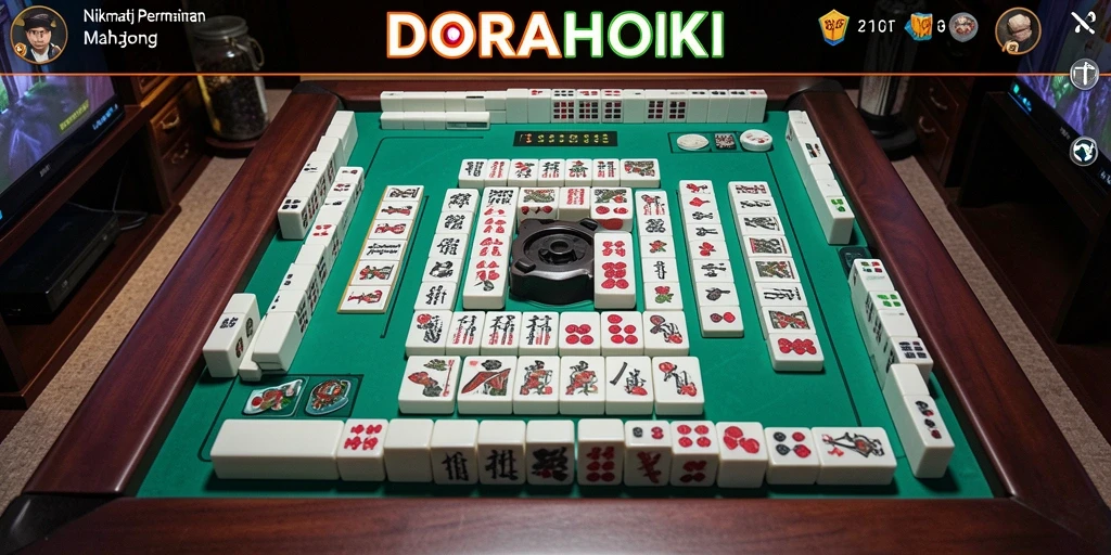 Tampilan screenshot gameplay DORAHOKI yang menampilkan keseruan bermain Mahjong.