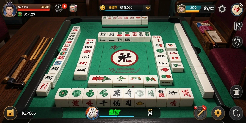 Tampilan gameplay menarik dari KEPO66 dengan ubin Mahjong berwarna cerah.