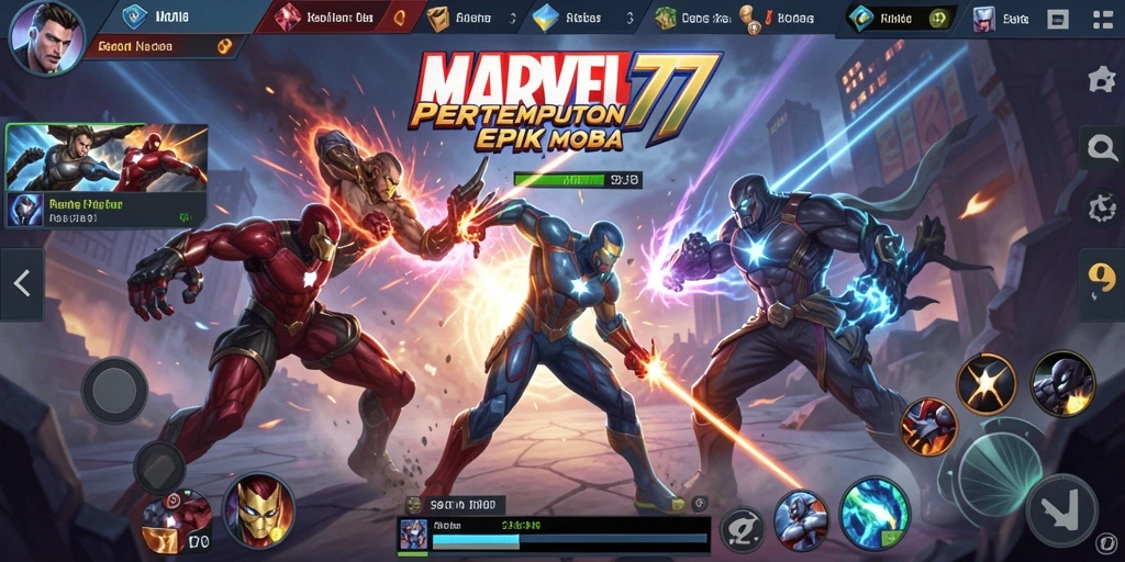 Screenshot MARVEL77 menampilkan aksi seru pertempuran MOBA.