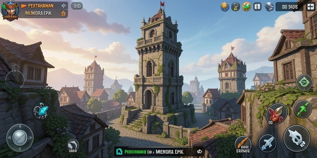 Screenshot MPOID menunjukkan gameplay seru Tower Defense yang menantang.