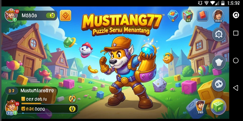 Screenshot utama gameplay MUSTANG77 menampilkan tantangan menyusun puzzle.